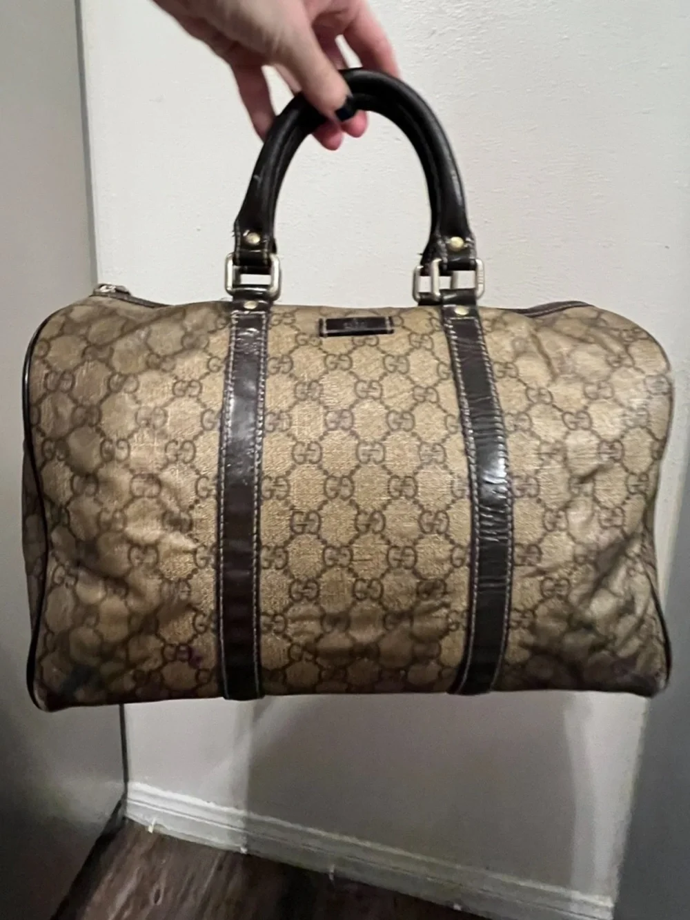 GUCCI Joy Boston Bag GG Monogram Vintage Beige & Brown - Picture 1 of 16